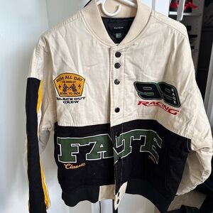PacSun Cream, Black & Green Racing Bomber Jacket